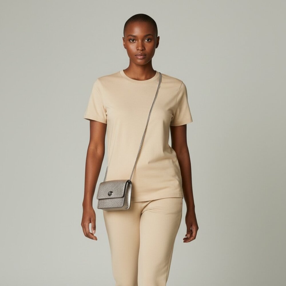 COACH | Bowery Crossbody Bag Champagne Gold Metallic Grain Leather F31938 - Picture 6 of 6